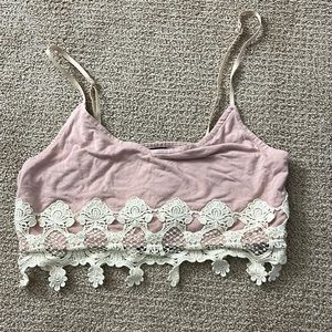Pink and lace crop top